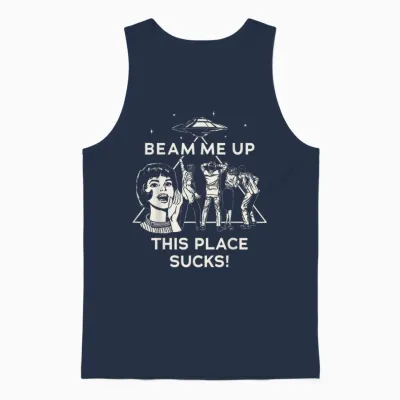 Stranger Things Season 5 Beam Me Up This Place Sucks! Unisex Tank Top - Navy