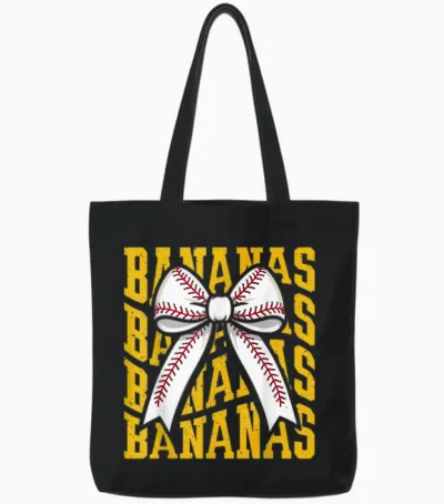 Retro Bananas Last Name Coquette Bow Women Girls Tote Bags - Black