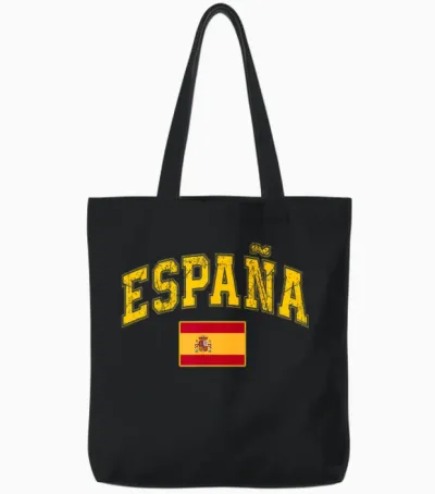 Spain Spanish Flag Espana Pride Vintage Tote Bags - Black