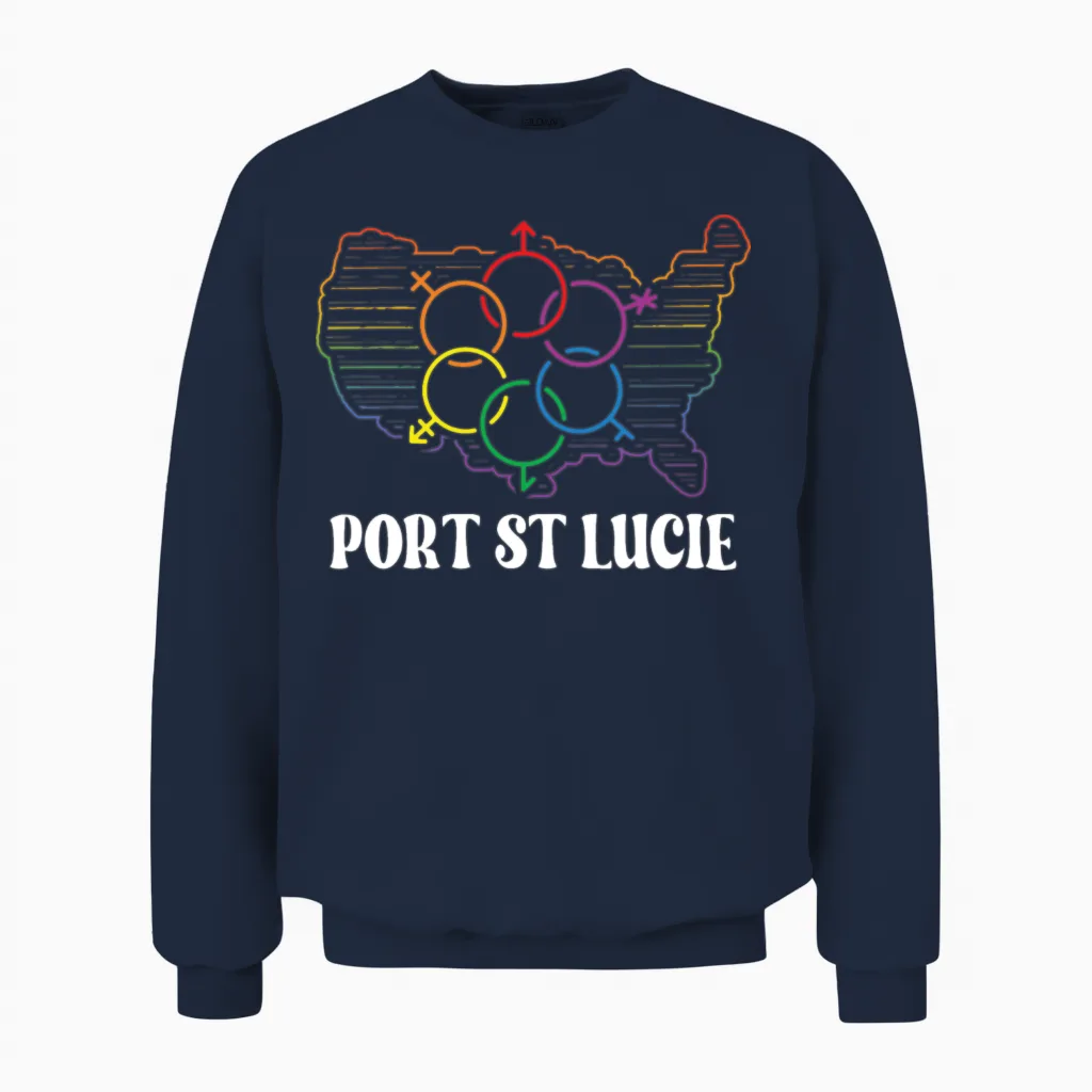 Port St Lucie Pride Month Pride Flag Lgbt Communit Unisex Sweatshirt in Navy