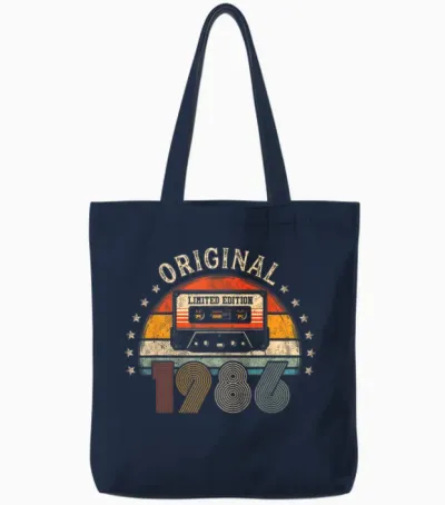 40 Jahre Geburtstag Mann Frau Original Vintage Jahrgang 1986 Tote Bags - Navy