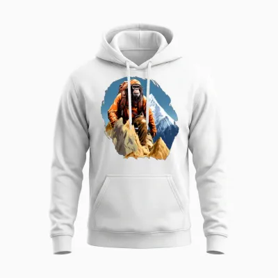 Monkey Mountaineer / Hiking Monkey Unisex Hoodie - White