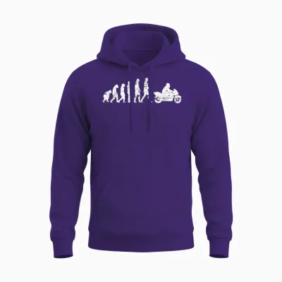 Evolution Motorcycle Motorcyclist Bike Biker Wheelie T-Shirt, Black, S Unisex Hoodie - Purple