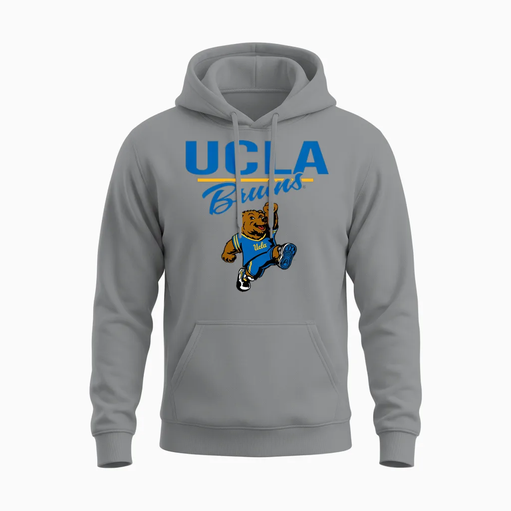 Kids Ucla Bruins Kid's Joe Bruin Mascot Gray Officially Licensed Unisex Hoodie in Sport Grey