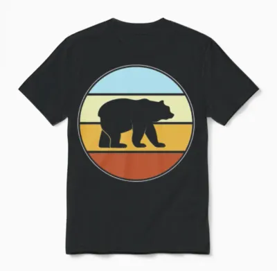 Bear Retro Unisex T-Shirt - Black