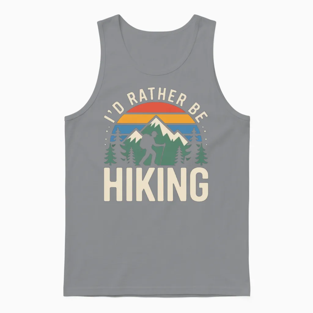 I'd Rather Be Hiking Lover & Outdoors Unisex Tank Top in Sport Grey
