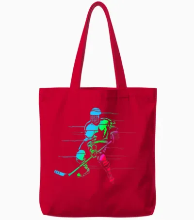 Love Ice Hockey Designs Hobby - Eishockeyspieler, Buntes Design, Hobby-Eishalle T-Shirt, Unisex, S, Kurzarm, Colorful, Klein, Eu 15, 1 Count, Erwachsene, Herren, Damen, Unisex Kinder, Sports/t-Shirts Tote Bags - Red