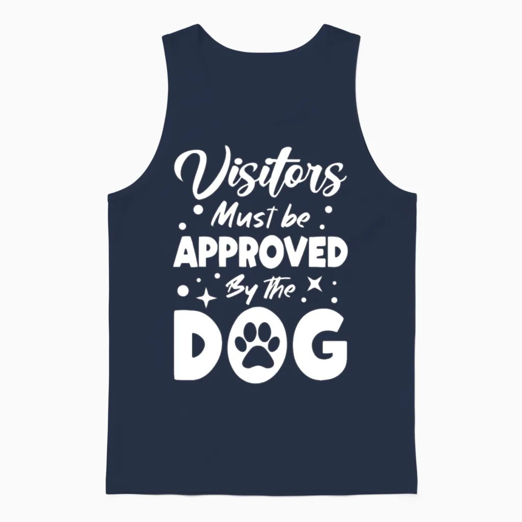 Visitors Approved by the Dog Dog Mom Dogfather Unisex Tank Top in Navy