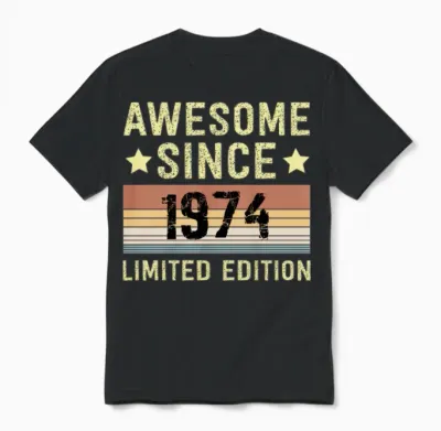 Awesome Since 1974 Birthday Unisex T-Shirt - Black