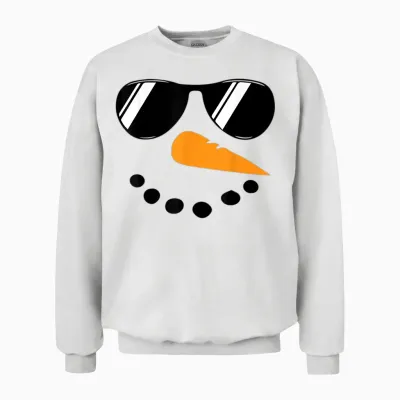 Snowman Face Family Christmas Matching Costume Men Women Kid Unisex Sweatshirt - White