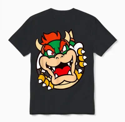 Super Mario Bros Bowser Big Koopa Breakout Portrait Unisex T-Shirt - Black