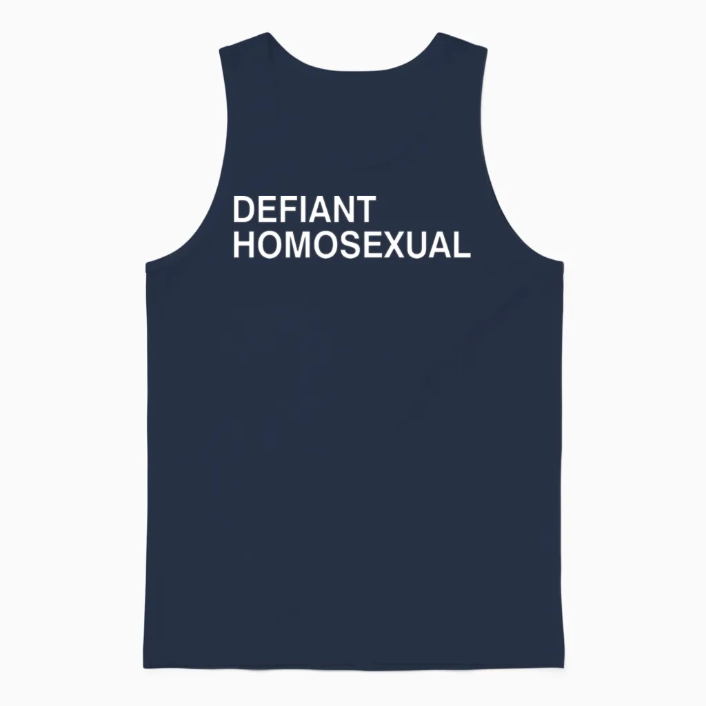 Defiant Homosexual Funny Apparel Unisex Tank Top in Navy