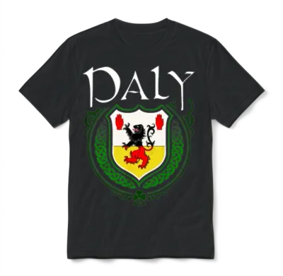 Daly Family Irish Coat of Arms Clan Crest Unisex T-Shirt - Black