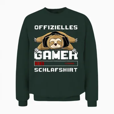 Gamer Pyjamas Sloth Official Gamer Sleep Shirt T-Shirt, Black Unisex Sweatshirt - Forest