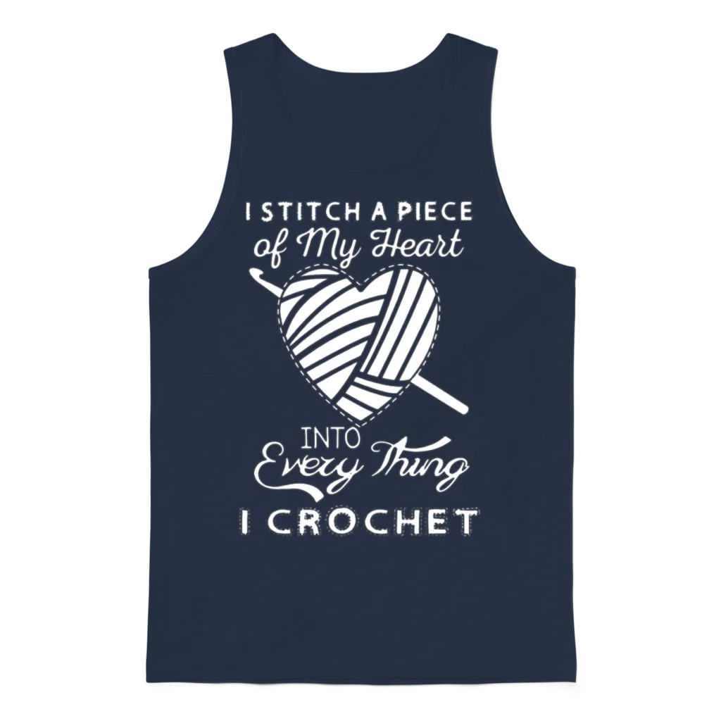 I Crochet โ Crafting & Sewing Gift Unisex Tank Top - Navy