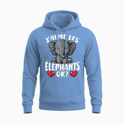 I Love the Elephants Ok? Cute Elephant T-Shirt, Black, S Unisex Hoodie - Carolina Blue