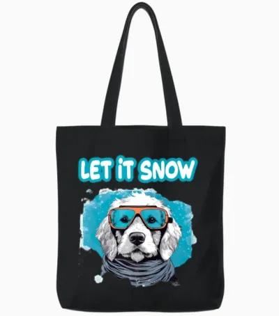 Dog with Ski Goggles Snow Snowfall for a Dog Tote Bags - Black