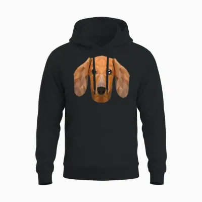 Polygon Wiener Dog Dogfather Dog Mom Dog Lover Unisex Hoodie - Black