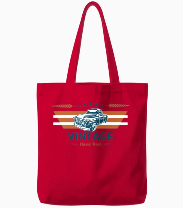 Vintage Classic Truck Community Tote Bags in Red