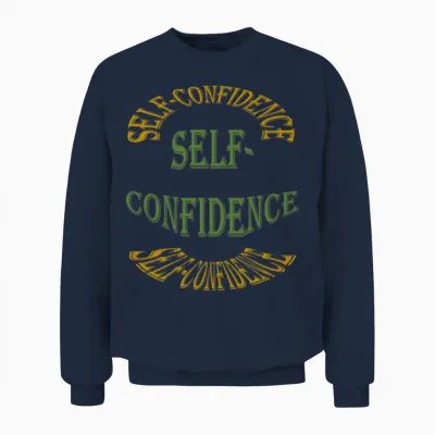 Self Confidence Typography Circle Unisex Sweatshirt - Navy