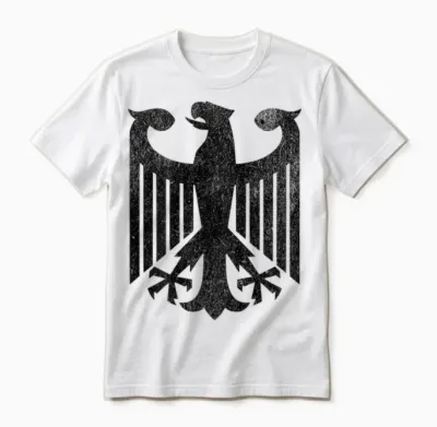 Backprint German Eagle T-Shirt, White, S Unisex T-Shirt - White