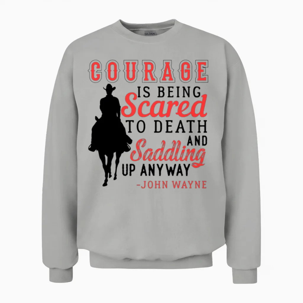 Courage Saddle Up Horse Cowboy Unisex Sweatshirt in Ash