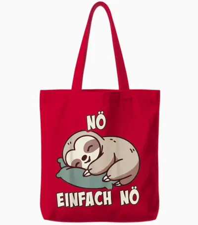 Nö Sloth Funny Cool Saying Lazy for Girls and Boys T-Shirt, Black Tote Bags - Red
