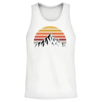 Retro Sunset Mountain — Summer & Beach Unisex Tank Top - White – 2