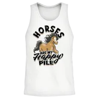 Horses Are My Happy Pill - Horse Unisex Tank Top - White – 2