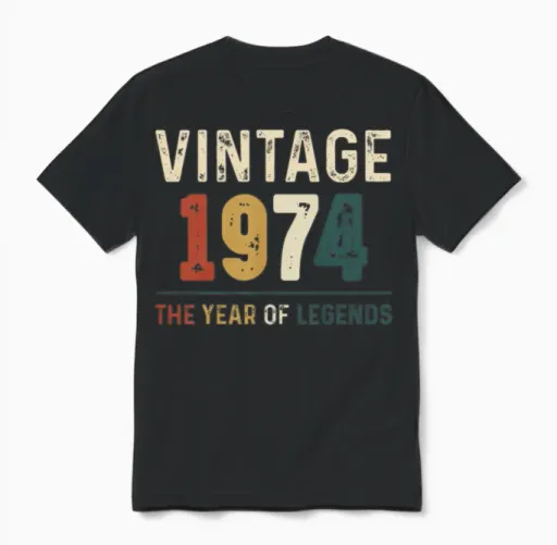 50 Years Old Vintage 1974 50th Birthday Gifts Unisex T-Shirt in Black
