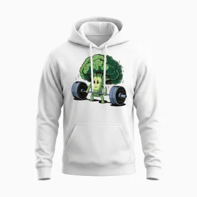 Broccoli Weightlifting Workout Weightlifter Funny Unisex Hoodie - White