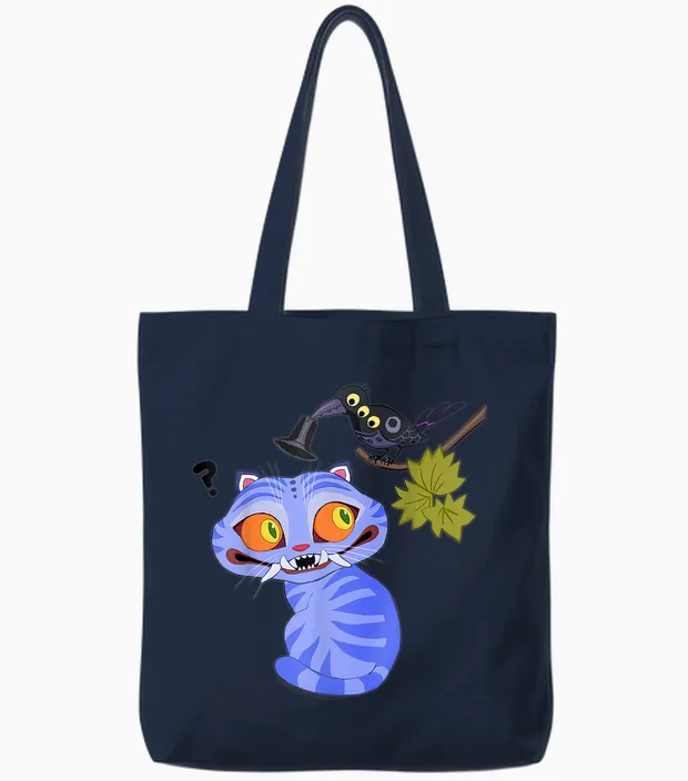 Kpop Demon Hunters Halloween Derpy & Sussy Playing With Tote Bags in Navy