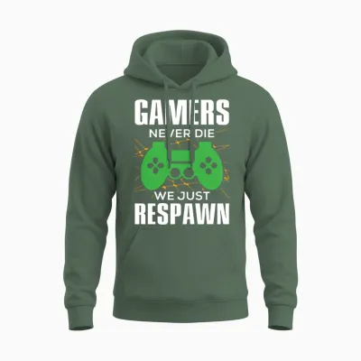 Gamers Never Die by 88street Unisex Hoodie - Military Green