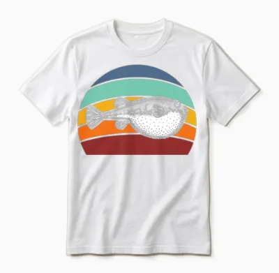 Blowfish Retro Balloonfish Pufferfish Unisex T-Shirt - White