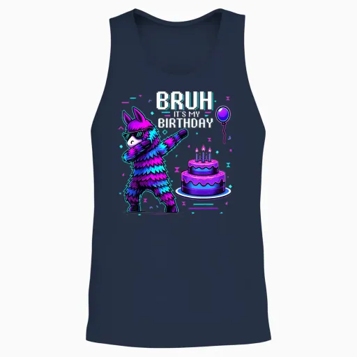 Bruh Its My Birthday Llama Pinata Boy Girl Family Party Bday Unisex Tank Top - Navy