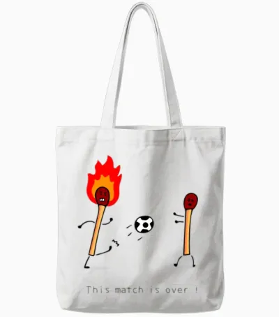 Funny Match Playing Soccer Tote Bags - White