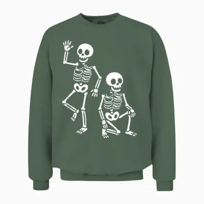 Funny Halloween Trump Skeleton Trump Unisex Sweatshirt - Military Green