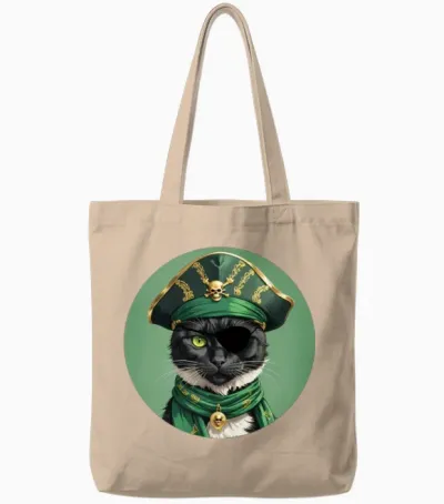 Pirate Cat Tote Bags - Natural