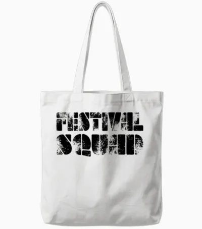 Festival Squad Black Tote Bags - White