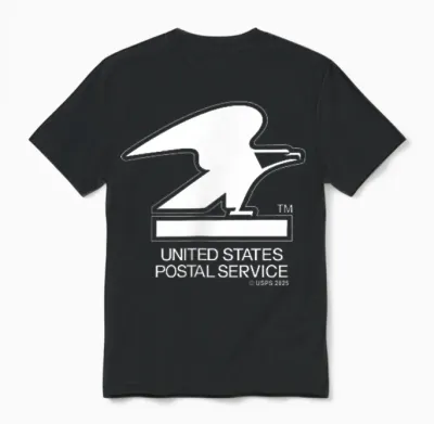 United States Postal Service Front Chest Eagle Logo Usps Unisex T-Shirt - Black