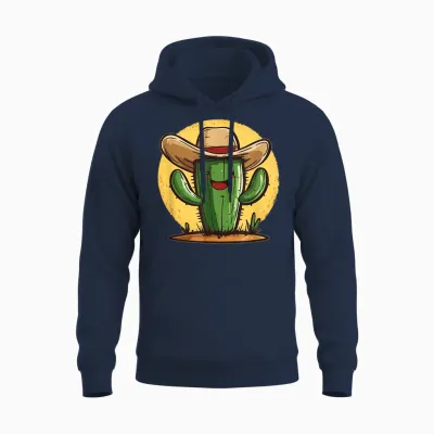 Cool Cactus with Cowboy Hat Shines in Outfits Unisex Hoodie - Navy