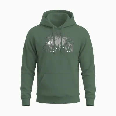 Creepy Cute Bunny Rabbits Alt Goth Grunge Horror Aesthetic T-Shirt, Small, Black Unisex Hoodie - Military Green