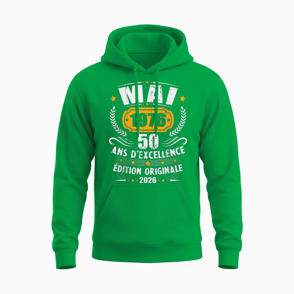 Vintage Mai 1976 Cadeau Anniversaire 50 Ans Hommes Femmes Unisex Hoodie in Irish Green