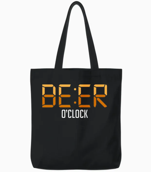 Beer Oclock - Time for a Beer Tote Bags in Black