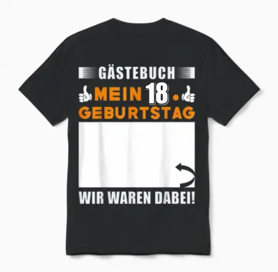 Gästebuch 18. Geburtstag — Erinnerungen Unisex T-Shirt - Black