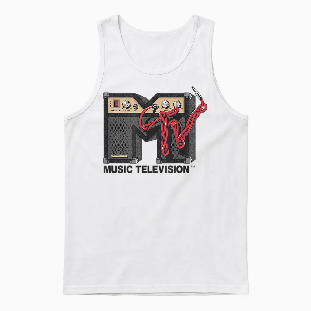 Mtv Amp Speaker Guitar Cable Amplifier Stereo Sound Mtv Unisex Tank Top in White