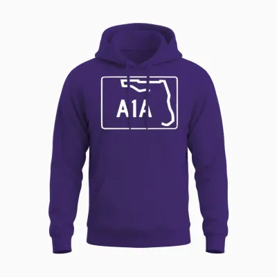 Retro A1a Beachfront Avenue Florida State Unisex Hoodie - Purple