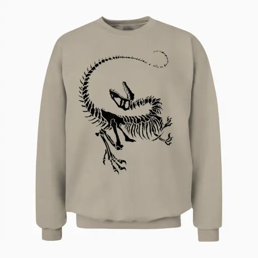 Velociraptor Dinosaure Fossile Squelette Paléontologie Unisex Sweatshirt - Sand