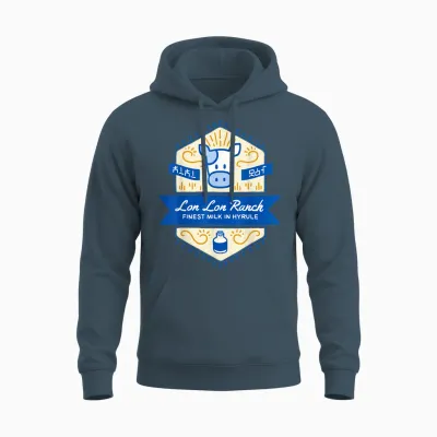 Zelda Lon Lon Ranch Finest Milk in Hyrule T-Shirt Small Unisex Hoodie - Dark Heather