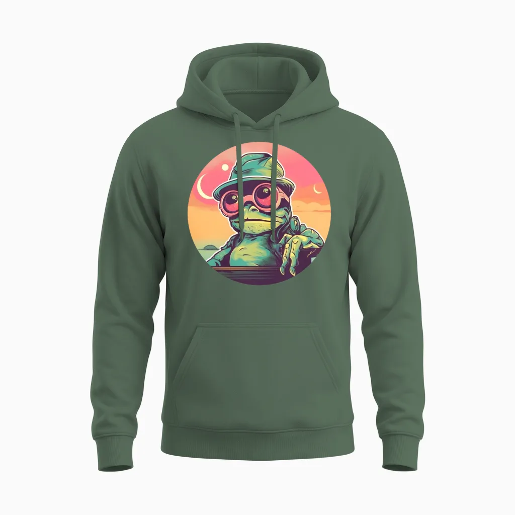 Style Frog Lovers Retro Reptiles & Exotics Unisex Hoodie - Military Green